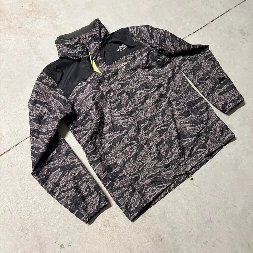 THE NORTH FACE Black Gray Neon HyVent Youth XL Rain Jacket